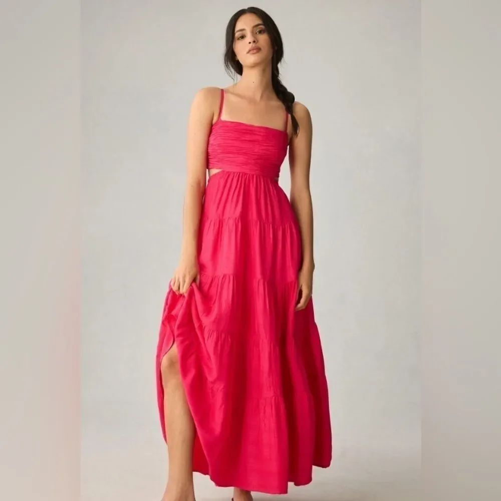 Anthropologie Let Me Be Cutout Tiered Dress Size Small